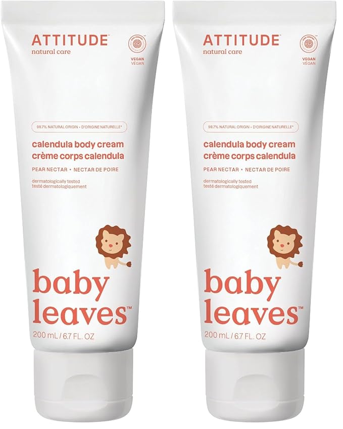 ATTITUDE Baby Body Cream, Ewg Safe Moisturizing Lotion for Sensitive Skin, Moisture & Protect, Pear Nectar, 6.7 Fl Oz (Pack of 2)