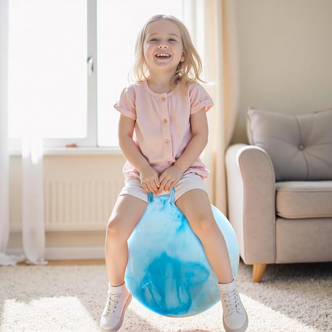Upper Rider Clouds Hopper Ball for Kids,18 Inch Bouncy Ball with Handle,Inflatable Hopping Toys for Boys Girls Aged 3-8, Indoor Outdoor Jumping Toys Gift with Pump