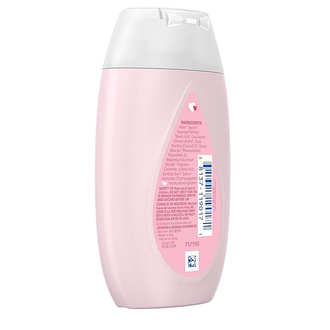 Johnson's Moisturizing Mild Pink Baby Lotion with Coconut Oil for Delicate Baby Skin, Paraben-, Phthalate- & Dye-Free, Hypoallergenic & Dermatologist-Tested, Baby Skin Care, 3.4 Fl. Oz (Pack of 3)