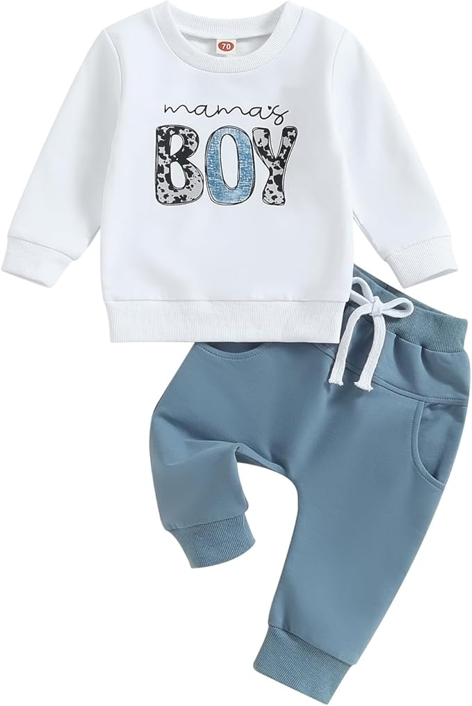 Toddler Baby Boy Fall Outfit Crewneck Long Sleeve Sweatshirt Tops Elastic Pants Jogger Cute Newborn Winter Clolthes Set
