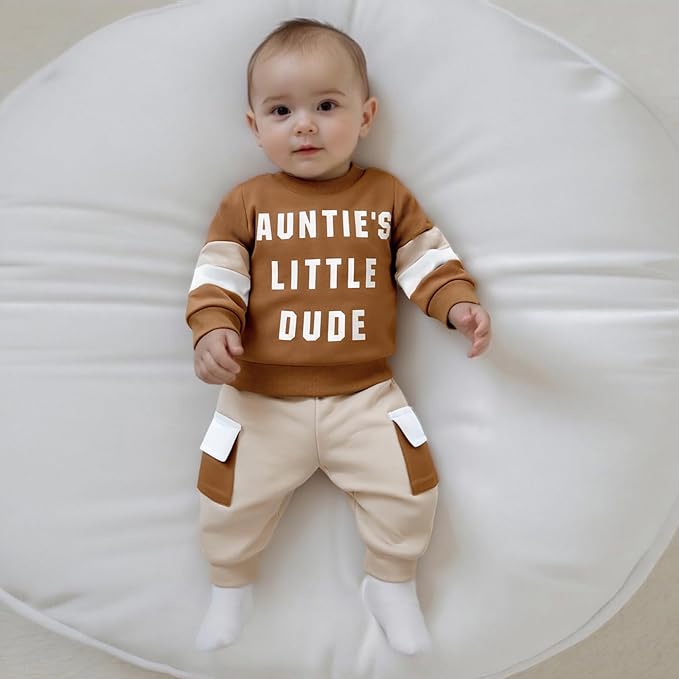 Infant Baby Boy Fall Clothes Set Funny Letter Sweatshirt Pant Outfit Toddler Winter Clothes 6 12 18 Months 2T 3T