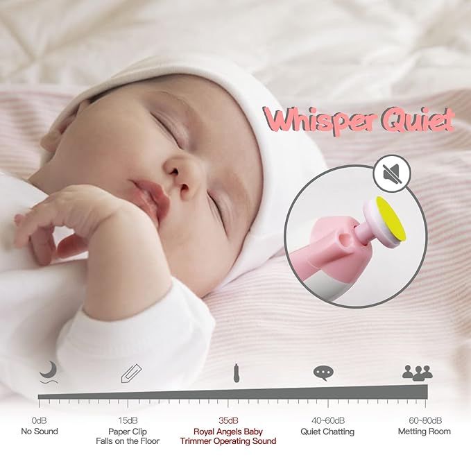 Baby Nail Trimmer File with Light Safe Electric Nail Clippers Kit for Newborn Infant Toddler Kids (Pink)