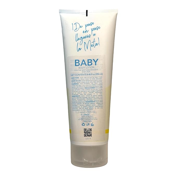 Shelo Nabel Baby Body Lotion and Cream Set, 2.02 fl oz Lotion, 8.46 fl oz Cream, with Chamomile/Set de loción y crema corporal para bebé