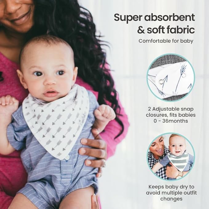 Copper Pearl 4 Pack Soft Cotton Baby Bibs for Drooling and Teething, Absorbent Drool Bibs for Baby Girl, Adjustable to Fit Newborns to Toddlers, Tons of Styles (Willow Set)