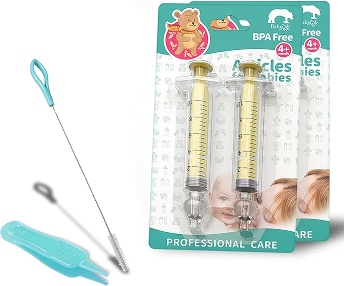 Nasal Syringe for Baby - 4PCS with Cleaning Tools - Safe Silicon Baby Nasal Aspirator Qucik Syringe Nose Cleaner Rinsing Tool for Baby/Infant/Kid (Yellow, 4PCS)
