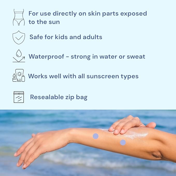 UV Stickers for Sunscreen - 36 PCS UV Detection Stickers, Kid Friendly Sun Protection Reminder, Sunscreen Patches, Summer and Beach Vacation Essentials (36)