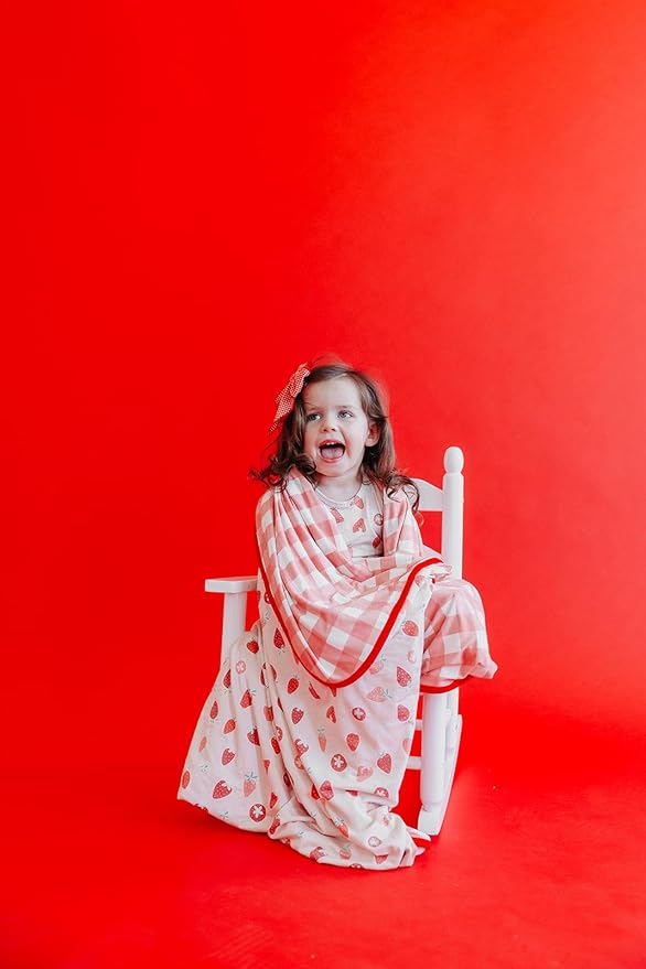 Copper Pearl Three-Layer Quilt: Soft Quilts for Boys & Girls | Breathable, Cozy Toddler Blanket | Newborn Quilt | 46x46 Premium Polyester/Rayon | Strawberry