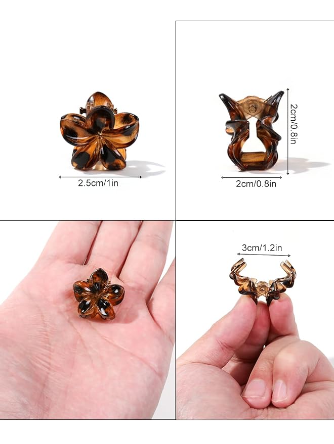24 Small Hair Clips for Women Girls - Non-Slip Grip&Tangle-Free,Durable Plastic Mini Claw Clips (Tortoise & Black) for Thin/Medium Hair