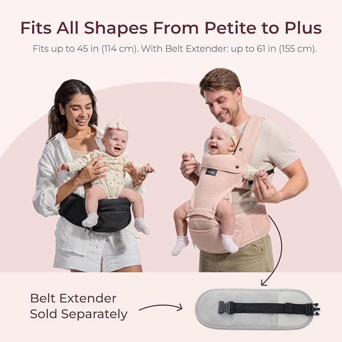 Momcozy Baby Carrier with Hip Seat, 2-in-1 Forward-Facing Carry for Active Babies, Detachable Hands-Free Carrier up to 44lbs, Breathable Infant Carrier Fits Waist Sizes up to 45 Inches, AirMesh Pink