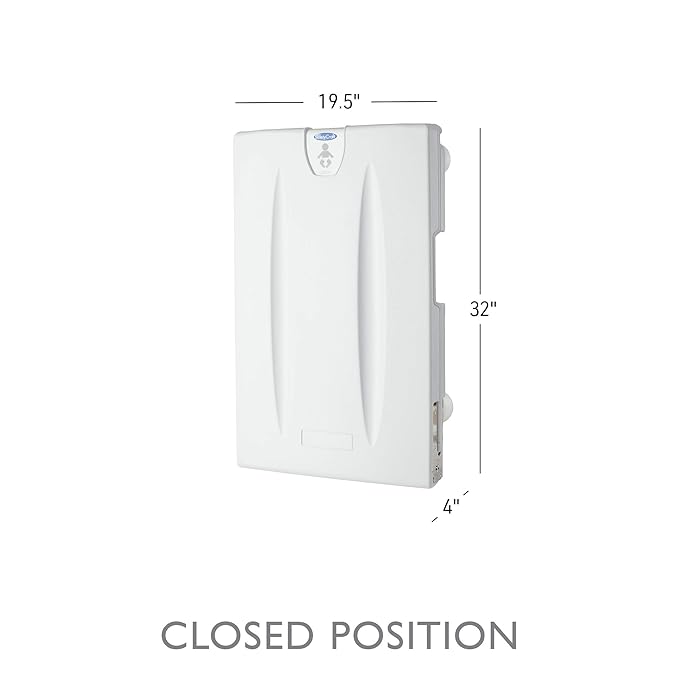 SafetyCraft Vertical Baby Diaper Changing Station, Wall Mounted, Built in Liner Dispenser, One Handed Adjustable Safety Strap (100-EV-SC) - Light Gray