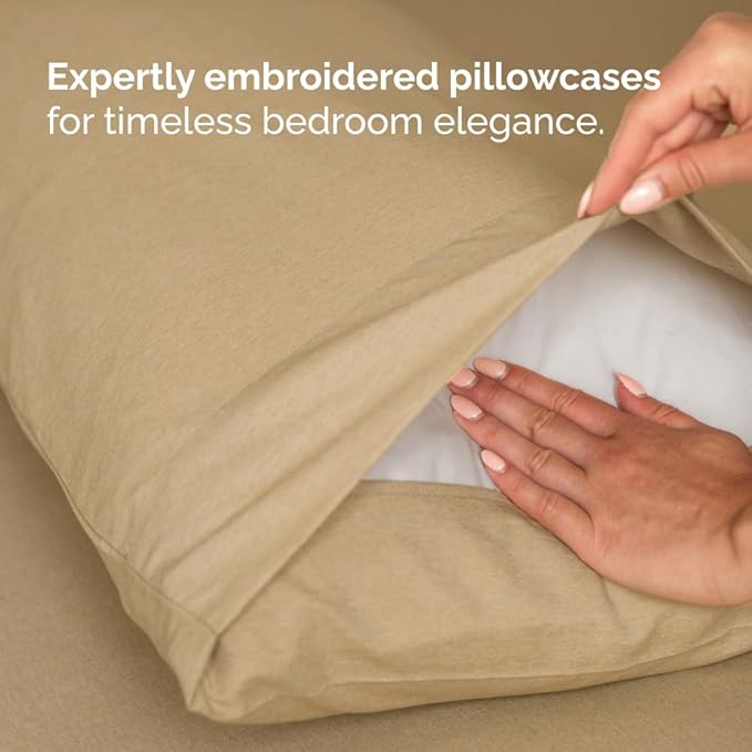 Full XL Bed Sheet Set - 4 Piece Extra Long Extended Full XL Sheets - Ultra Soft, Breathable & Cooling - Fits 8" to 16" Mattress with Deep Pockets - 54" x 80" - Wrinkle & Fade Resistant - Heathered Tan