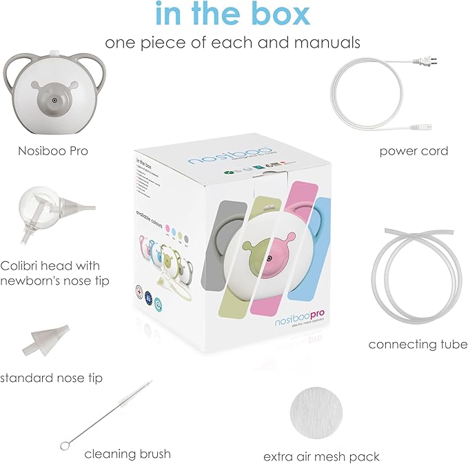 Nosiboo Pro Nasal Aspirator for Babies | Electric Nose Sucker | Made in EU | Adjustable Suction Power | Premium Quality | Award-Winning Design (Sage, 7,8x6,38x6,77 Inch)