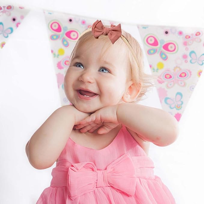 6pcs Nylon Headbands for Girls: Stretchy Knot Hair Bows, Double Layer Elastic Hairbands for Newborn, Infant, Toddler, Kids