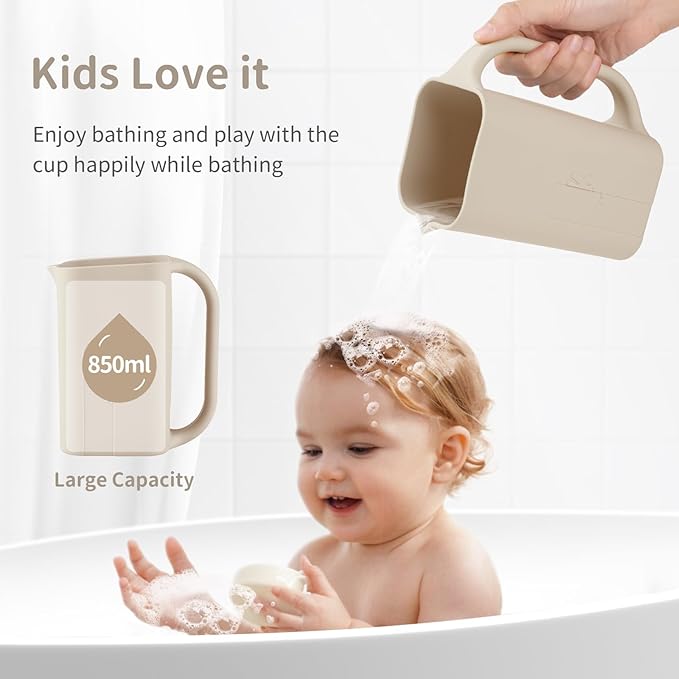 Baby Bath Rinse Cup 100% Food Grade Silicone Wash Rinser Cup For Kids (Shifting Sand)