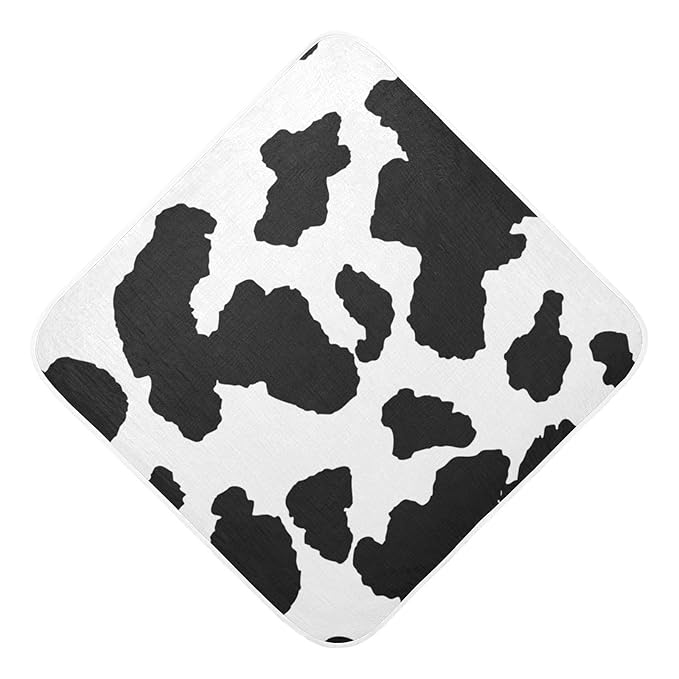 Cow Patter Black White Print Baby Towel Ultra Soft Hooded Towels for Babies - Ultra Absorbent Cotton Bath Towels 30x30 Inch