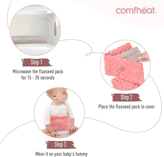 Colic and Gas Relief for Newborns and Infants, Heated Tummy Wrap, Baby Swaddling Belt with Soothing Warmth, Natural Relief for Upset Stomach in Babies Toddlers, 0-3 Years (Watermelon Red)