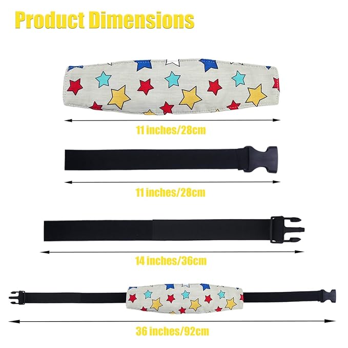 3 Pcs Baby Carseat Head Support Band Neck Relief Headrest Strap for Stroller Car Seat Head Holder for Toddler Kids Children Child Baby Infant(White and Green)