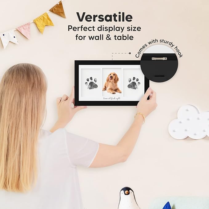 Inkless Hand and Footprint Kit, Boy, Girl, Newborn Keepsake - No Mess Ink Pad for Baby Handprint, Clean Touch Paw Print Kit for Dog Picture Frame, Personalized Baby Christmas Shower Gifts (Onyx Black)
