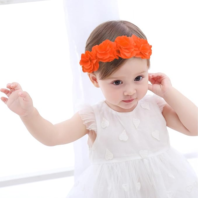 Fmeida Baby Girls Headbands for 4-24M | Soft Flower Crown (Fits 14.96"-18.89" Head)