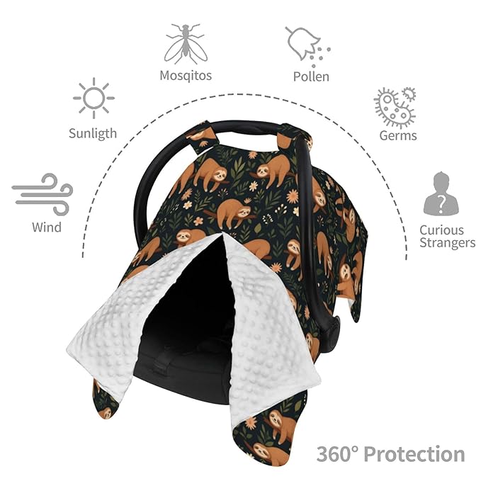 Funny Hanging Sloth Baby Car Seat Canopy Nursing Cover for Newborn Car Seat Breastfeeding Covers Blanket Newborn Shower Gift