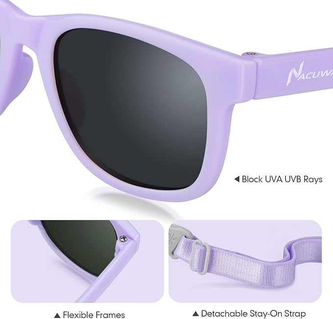 Baby Sunglasses - 100% UV Proof Sunglasses for Baby, Toddler, Kids - Ages 0-2 Years - Case and Pouch included