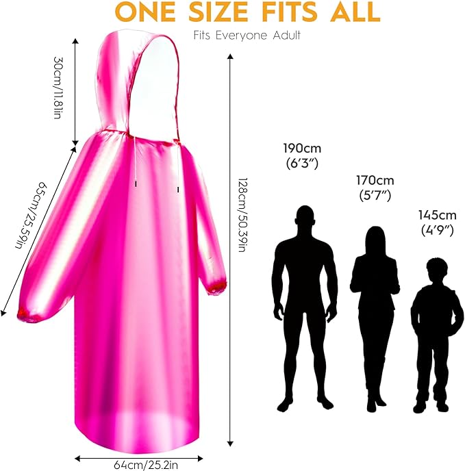 6 & 20 & 50 Pack Disposable Rain Ponchos for Adults/Youth, Waterproof PE Raincoats with Drawstring, Camping/Emergency