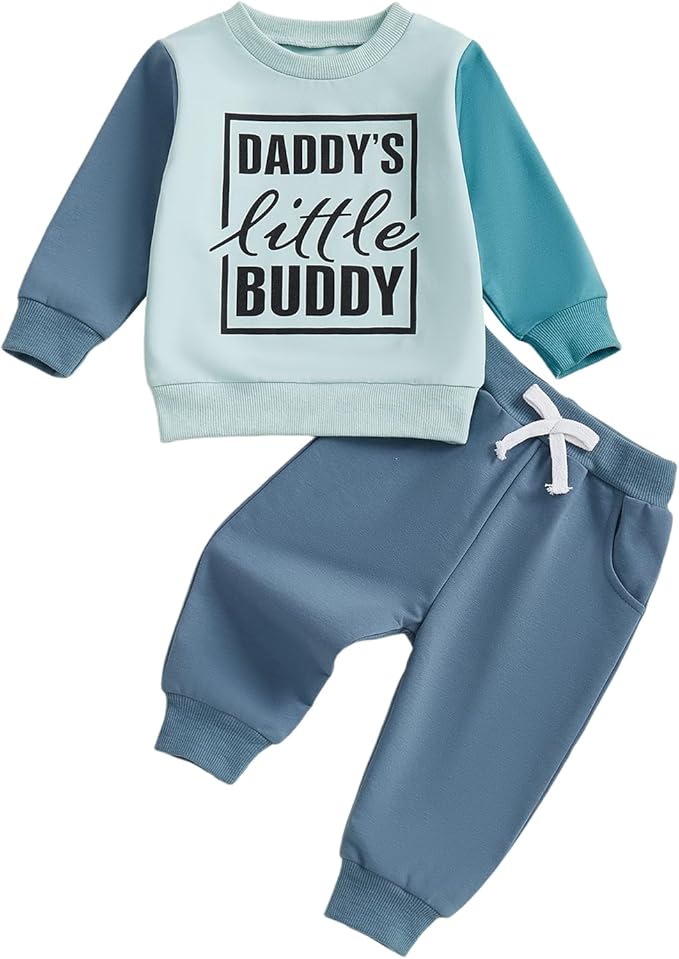Infant Baby Boy Fall Clothes Set Funny Letter Sweatshirt Pant Outfit Toddler Winter Clothes 6 12 18 Months 2T 3T