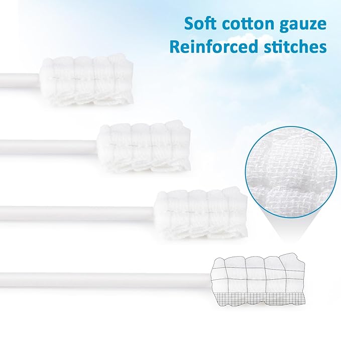 MAQIHAN 50Pcs Baby Tongue Cleaner - Baby Oral Cleaner Newborn Tongue Cleaner for Infants Bulk Disposable Thrush Brush for Babies Individually Wrapped Cotton Gauze Mouth Cleaner for Mouth Gum Cleansing