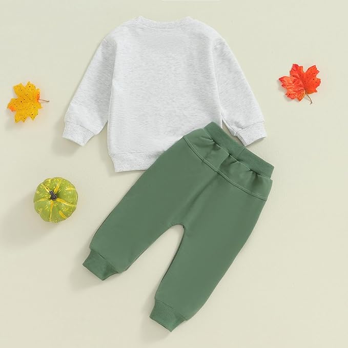 fhutpw Toddler Baby Boy Clothes Funny Letter Long Sleeve Sweatshirt Pullover Top Jogger Pants Fall Winter Outfits