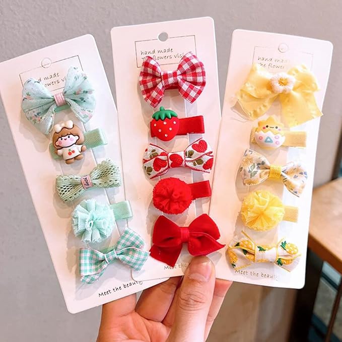 FZBNSRKO Hair Clip, 25pcs Cute Rainbow Baby Girl Hair Clips, Children Hair Clips for Infants Toddlers Kids, Polyester Printed Fabric, Snap Closure, Set of 5 Random Styles