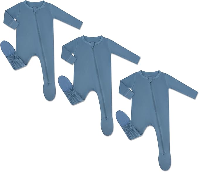 HAPIU Rayon from Bamboo Baby Footed Pajamas, 2 Way Premium Zipper, Footie for Baby Boy Girls, Newborn-24 Months