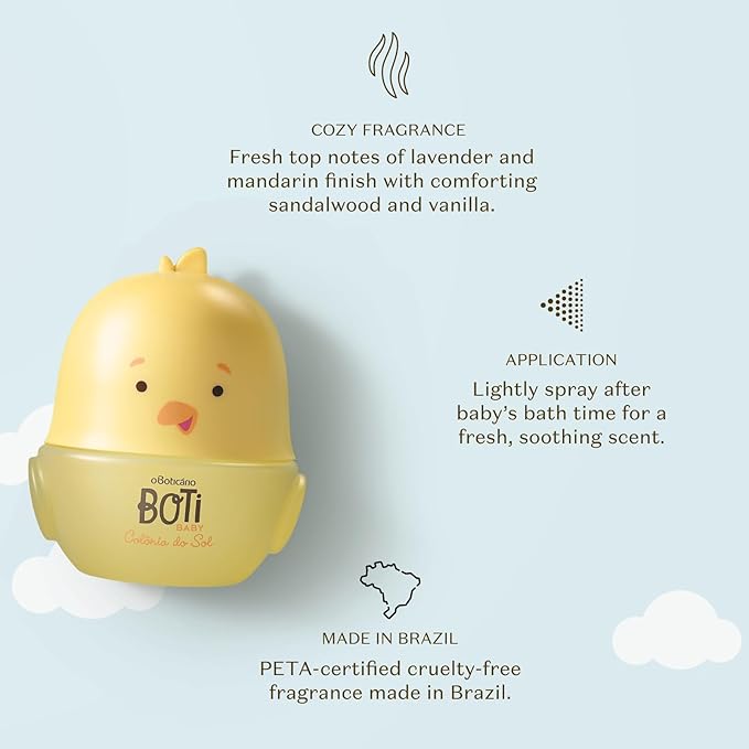 O Boticário Boti Baby Sun Cologne, Relaxing Lavender Baby Perfume Fragrance Spray, 3.3 Ounce