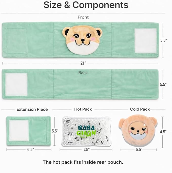 Belly Belt for Tummy Ache, Colic and Gas Relief – Hot and Cold Therapy – Heat Warning Safety Beads– for 2-Months-Old Infant to 4-Years-Old Toddler