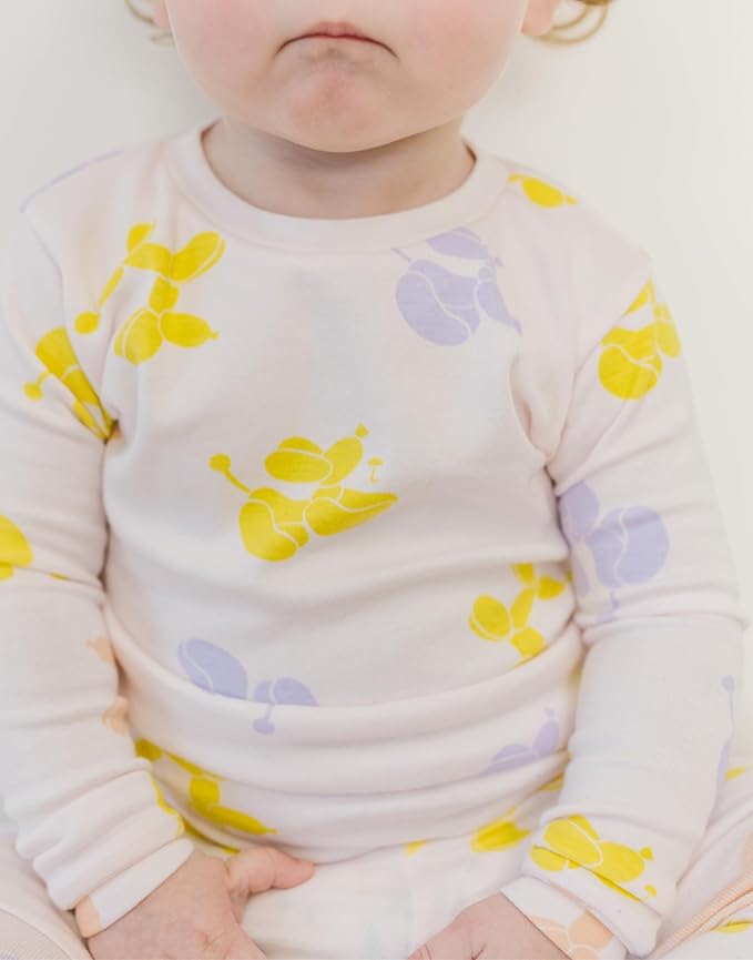 moimoln Sibling Matching 6M-8Y Soft Warm Cotton Modal Character Long Sleeve Snug-Fit Pajama Long Sleeve Sleepwear Daily