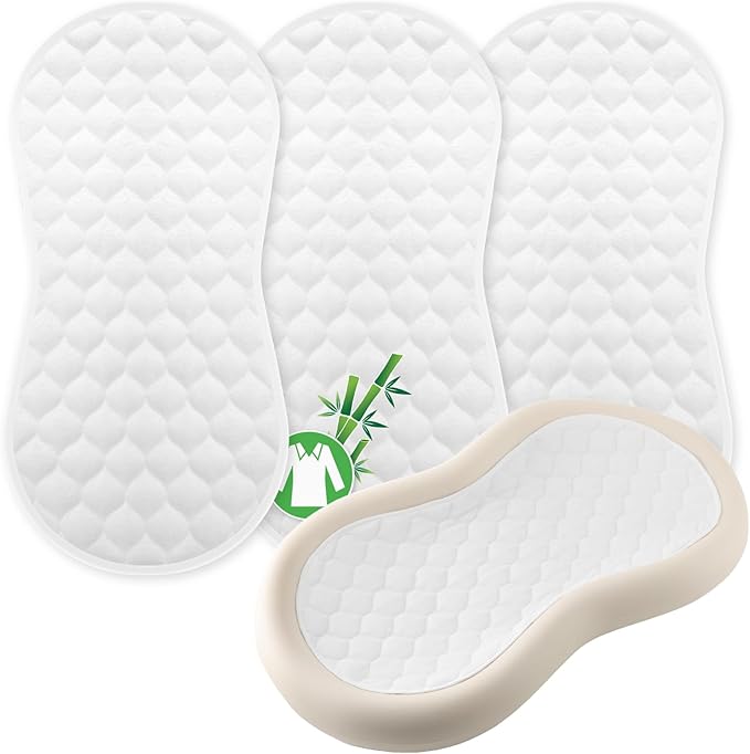 Organic Quilted Thicker Baby Changing Pad Liners 3 Pack Waterproof, Soft & Warm On Baby's Back, Absorbent, Non-Slip, Machine Washable Reusable Diaper Change Mats Liners Fits Peanut Changing Table Pads