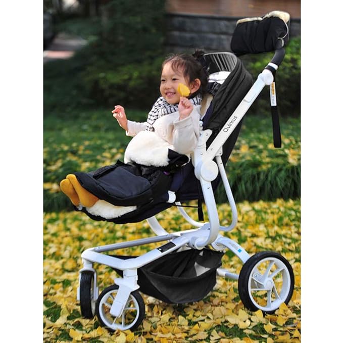 100% Australia Sheepskin Snuggle Pod Baby Footmuff for All Strollers0-4T Baby UseWater Repellent,Anti-cold,Anti-kicking,Front Height Adjustabl& Removable Stroller Bunting Bag