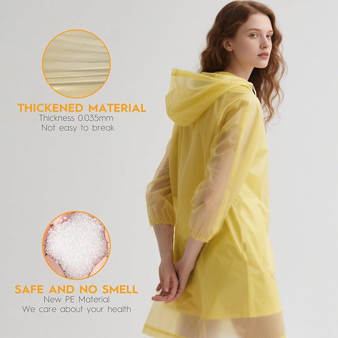 6 & 20 & 50 Pack Disposable Rain Ponchos for Adults/Youth, Waterproof PE Raincoats with Drawstring, Camping/Emergency