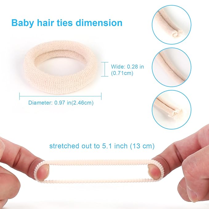 300PCS Blonde Girls Hair Ties, Seamless Toddler Hair Bands No Damage, Cotton Small Hair Ponytail Holders and Mini Kids Elastic Holders No Crease, Blond (Diameter 0.97 Inch) by NSpring