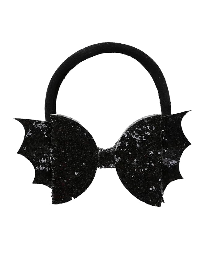 Fancheer Baby Girls Glitter Black Bat Bow Headband Infant Toddler Birthday Party Hair Accessories