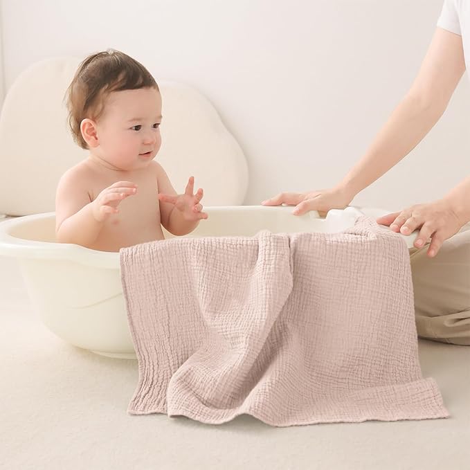 Susurration Muslin Burp Cloths 24x24 Inches Ultra Soft 100% Cotton, 4 or 7 Pack Baby Washcloths for Newborn, Absorbent Burp Rags & Swaddle Blankets