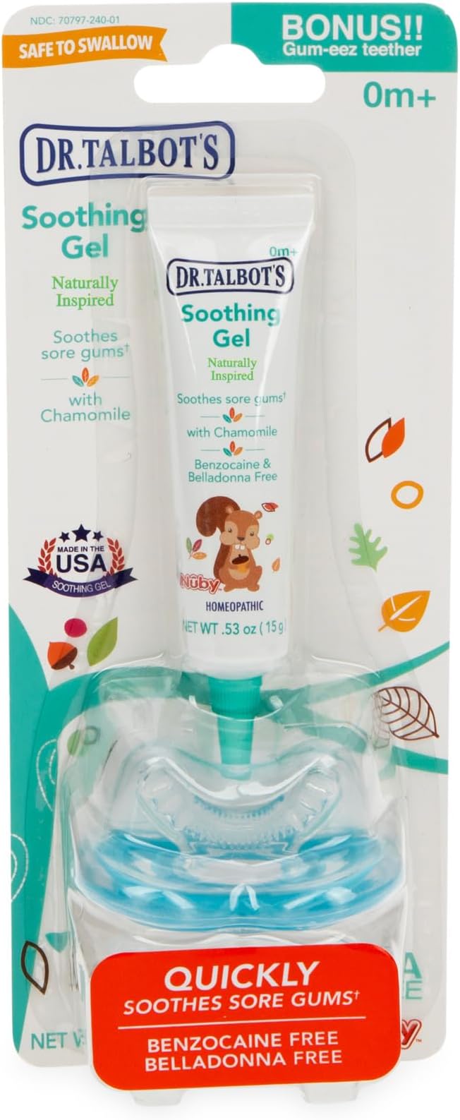 Dr. Talbot's Soothing Gel for Sore Gums with Silicone Gum-EEZ Teether - 2-Piece Set