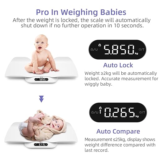 Baby Weight Scale, Infant Scale with Detachable Tray, Pet Scale for Cat Dog, Multiple Weighing Scale for Toddler, Children, Pet and Adult Auto-Rotation LED Screen, Up to 400lb/180kg