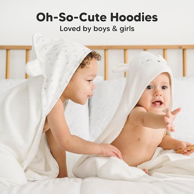 KeaBabies Hooded Baby Towel for Newborn - Viscose Derived from Bamboo Large Baby Bath Towels with Hood for Boys, Girls, Toddler, Extra Absorbent & Soft Newborn Bath Essentials (Lamb, Regular)