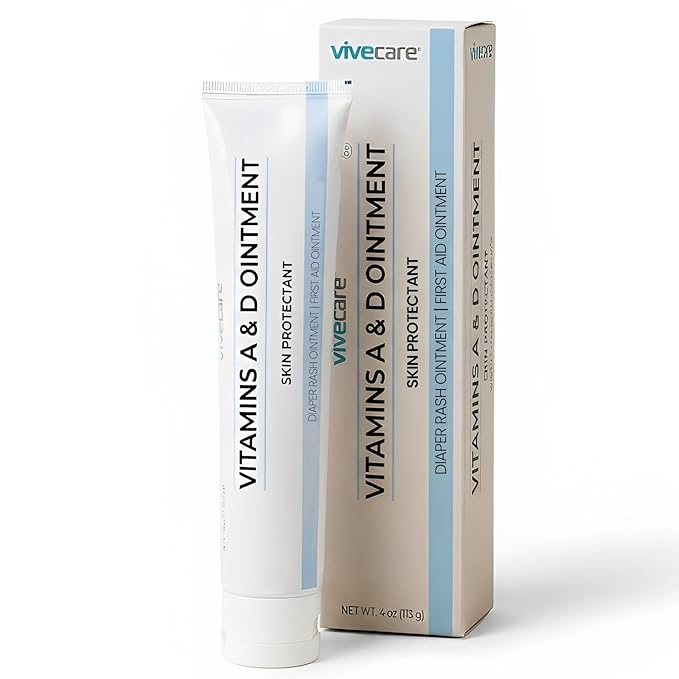 ViveCare A&D Ointment - Skin Protectant & Healing Lotion for Baby, Adult, Seniors - Soothing Cream for Diaper Rash Prevention, Skin Irritation, Burns, Cuts, Scrapes (4oz)