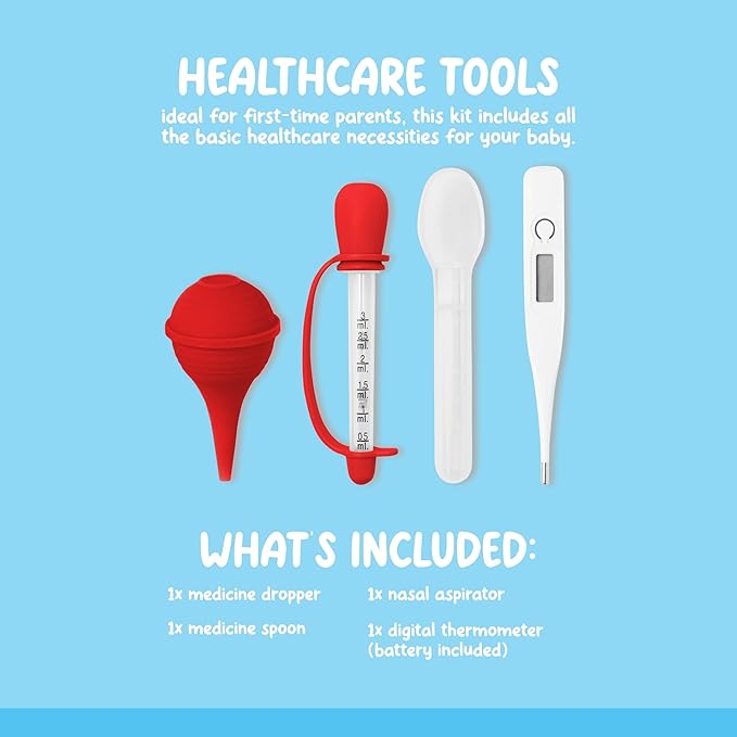 Smart Care Cocomelon Healthcare & Grooming Kit for Baby Essentials Kit, Newborn Essentials Must Haves, Includes Thermometer, Medicine Dropper, Grooming Tools & More