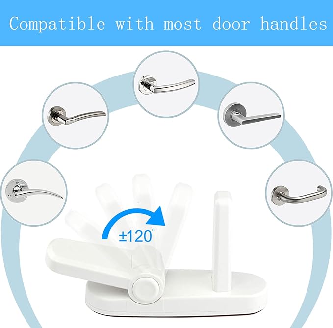 Childproof Door Lever Lock Baby Safety Locks for Doors (1 Pack) Improved Door Safety for Kids, 3M Adhesive No Drilling Child Safety Door Handle Lock. Simple Install, No Tools Needed (Black, 1)
