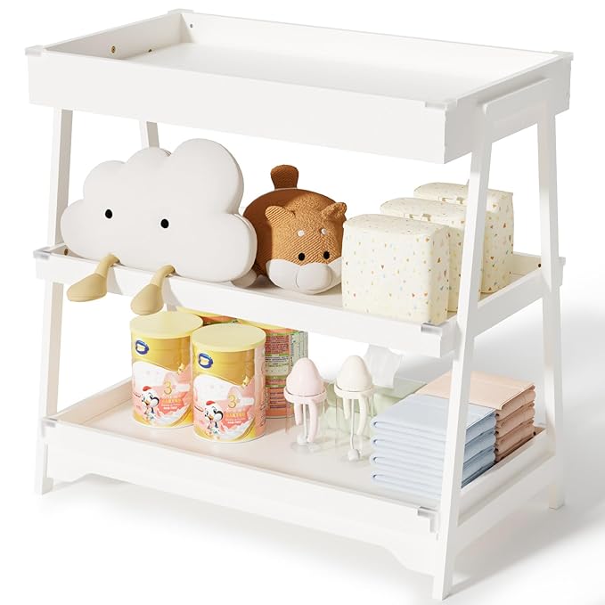 XJD Changing Table, Diaper Changing Station with Waterproof Pad，Baby Changing Table for Nursery Bedroom (White)