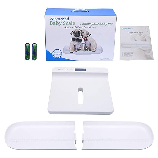 MomMed Pet Scale, Multi-Function Toddler Scale, Digital Pet Scale, Small Animals Scale with Hold Function, Blue Backlight, Weight and Height Track (29 inch)