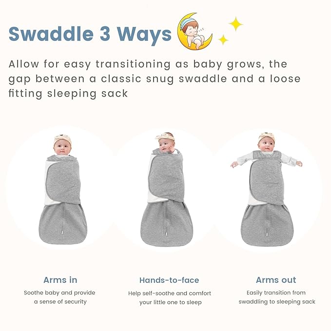 ZIGJOY Sleep Sack Swaddle 1.0 TOG Baby Wearable Blanket 100% Cotton Baby Swaddle Blanket for Newborns 6-12 Months for Boy Girl, Grey