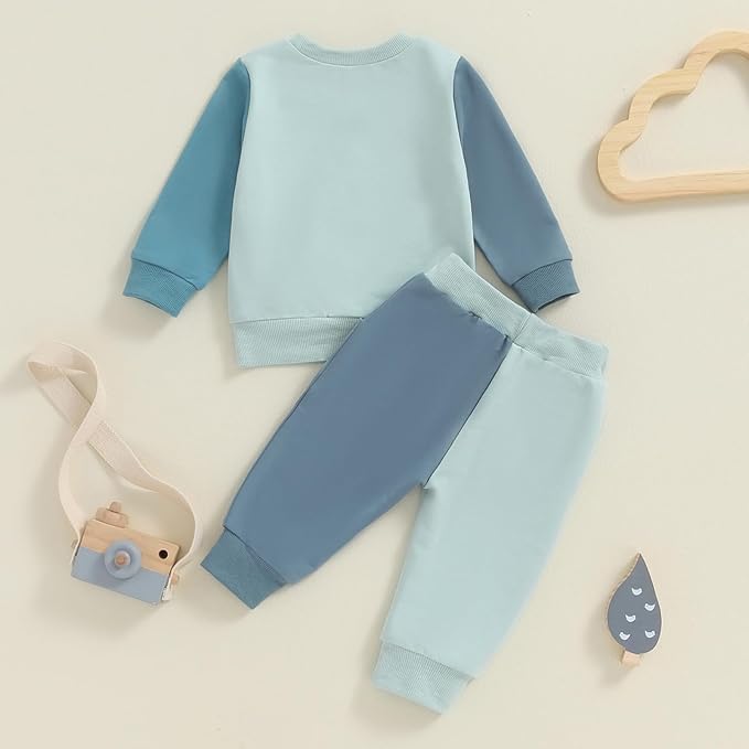 Baby Boy Fall Clothes Set Long Sleeve Letter Print Sweatshirt Pants Toddler Infant Outfits 6 12 18 24 Months 2T